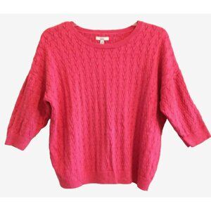 Croft & Barrow Sweater Women's 3/4 Sleeve Bright Pink Drop Shoulder - XXL